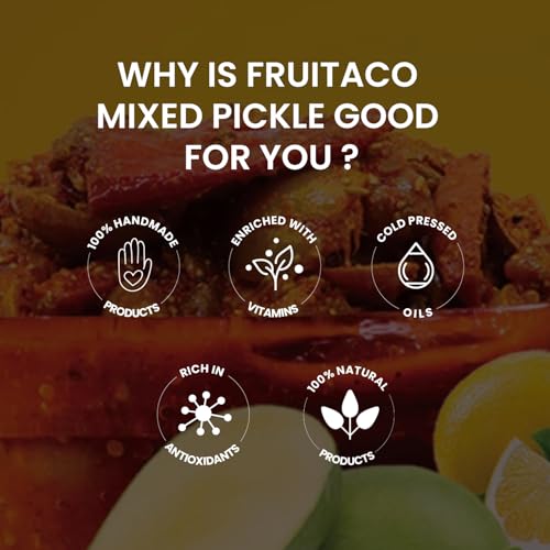 Image of Fruitaco Mixed Pickle - Authentic Indian Pickle with Tangy and Spicy Flavor | Perfect Side for Meal (1 Kg, Mixed Pickle)