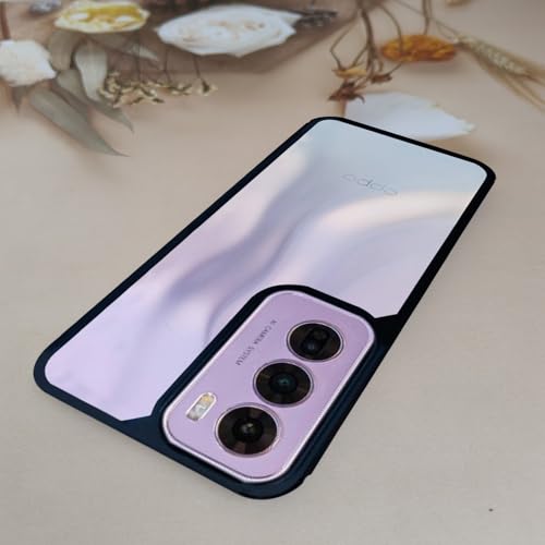 Image of AIBEX Crystal Clear Back Case Compatible with Oppo Reno 12 Pro 5G Back Cover Case | 360 Degree Protection | Shock Proof Design | Transparent Back Cover (PC & TPU, Black)