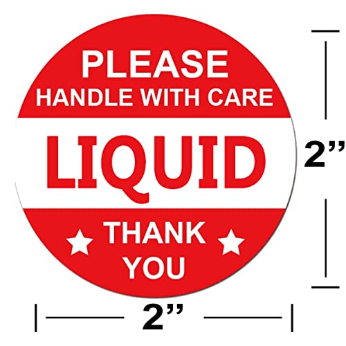 Fragile Liquid Handle With Care Warning Stickers, 2 Inch Liquid Shipping Mailing And Packing Warning Labels,Warehouse Pallet Labels (300 Pcs) #TOP1