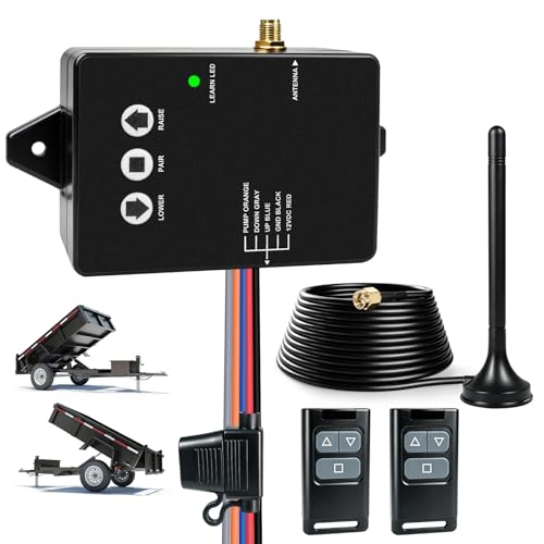 NEONLG Wireless Dump Trailer Remote Kit 12V Wireless Remote Control Kits for 3-Wire/4-Wire Dump Trailer Upgraded Cordless Controller System for Hydraulic Pumps Lift Winch Tilt Power Distribution