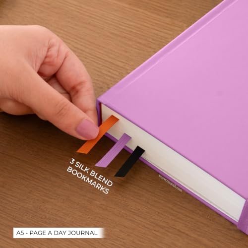 Image of NEORAH -A5 DOTTED | 368 Pages - 110 Gsm |PAGE A DAY JOURNAL (21x14.8 cm)-Hardcover Dot Grid Notebook |Back Pocket |3 Silk Book Mark - Completely HANDMADE for Journaling,writing- LAVENDER