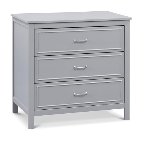 Davinci Charlie 3 Drawer Dresser - GREENGUARD Gold Certified Small Dresser with Drawers Chest for Nursery - Bedside Nightstand - Wooden Cabinet for Bedroom, Living Room, Closet - Easy Assembly, Grey