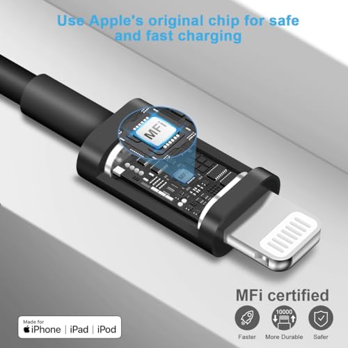 Image of Extra Long 10FT iPhone 14 13 12 Charger Fast Charging 20W PD USB C Wall Charger with Fast Charging Cable Compatible iPhone 14 /13 /12 /11 /Pro /Pro Max /Mini /Xs Max /XR /X, iPad - Black