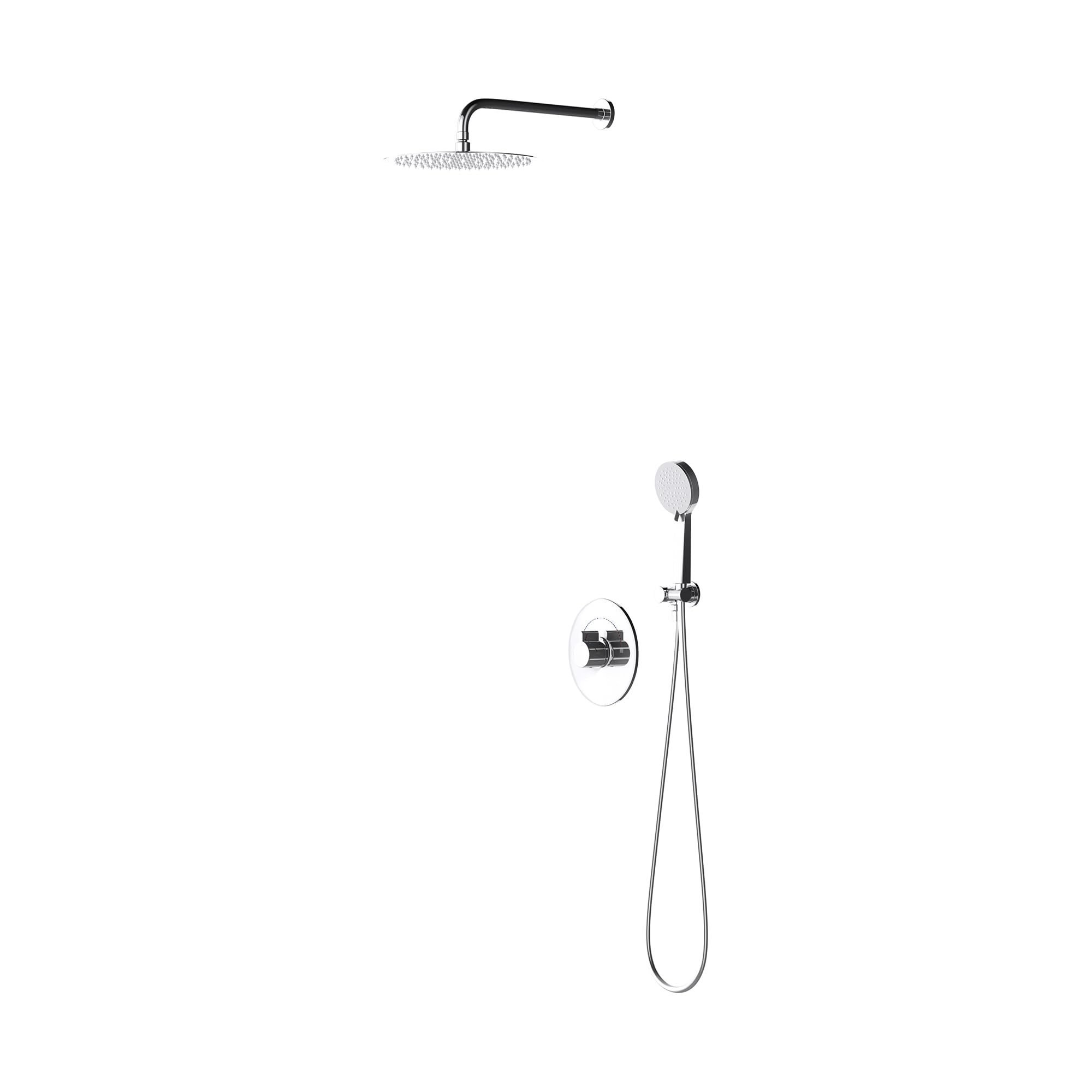 doporro Soffione Doccia a Pioggia Tondo da Parete(Ø 40cm),Set Doccia con Doccia a Mano e Pioggia Soffione Doccia con 1.5M Flessibile Doccia