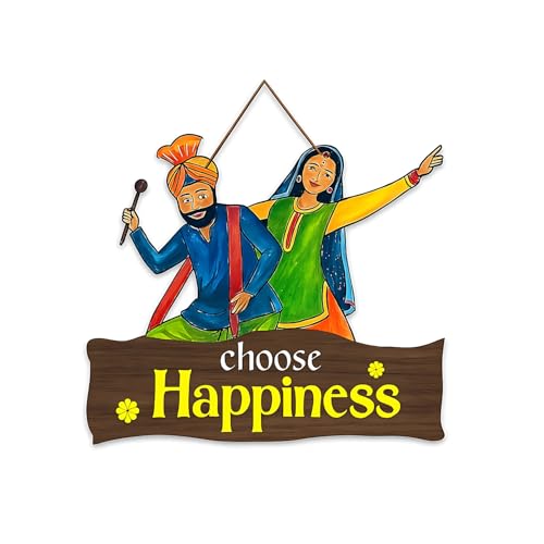 Image of GiftOday Choose Happiness Wooden Wall Hanger for Gateway | Home Decor | Office | Gifts | Bedroom | Designer Artwork Decor Items for Living Room | Pack of 1 | Size-18 x 30 CM