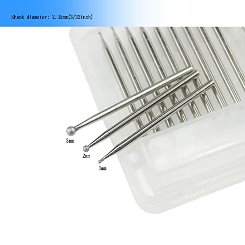 Luo ke 30 Pcs 3/32 Inch Shank Ball Shape Diamond Burr Sets by Luo ke - Image 3