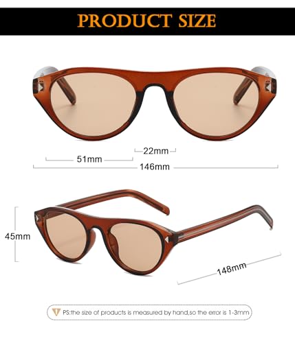 Image of EYLRIM Retro Oval Cat Eye Sunglasses for Women Men Trendy Flat Top Narrow Cateye Shades UV400 Protection
