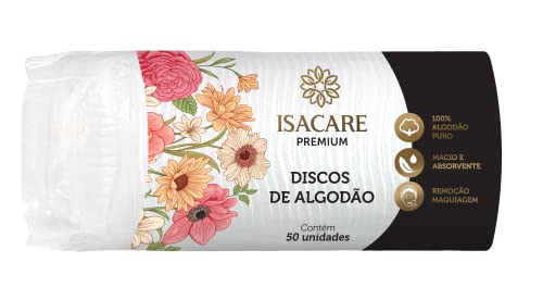 Algodão Disco, Branco, Isacare, 50 unidades