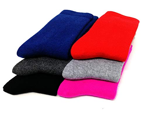 Image of Pure Cashmere Thick Unisex Men Women Crew Mid Calf Causal Socks, Smooth Toes and Heel Sewed by Handwork
