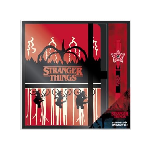 Set de Papelería de Stranger Things - Incluye Bolígrafo y Libreta - Diseño en Rojo, Negro y Blanco - Accesorios de Papelería