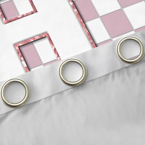 Image of Erosebridal Pink Initial H Blackout Curtains for Kids Girls Bedroom Kawaii Plaid Checkered Window Curtains 2 Panels 42 inchWx63 inchL Cute Personalized Monogram Drapes,Fashion Grids Gingham Window Treatments