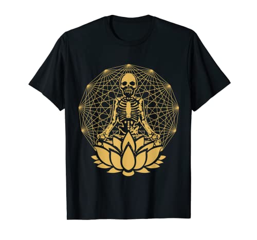 Esqueleto de meditación Halloween Freaky Yoga Om Namaste Regalo Camiseta