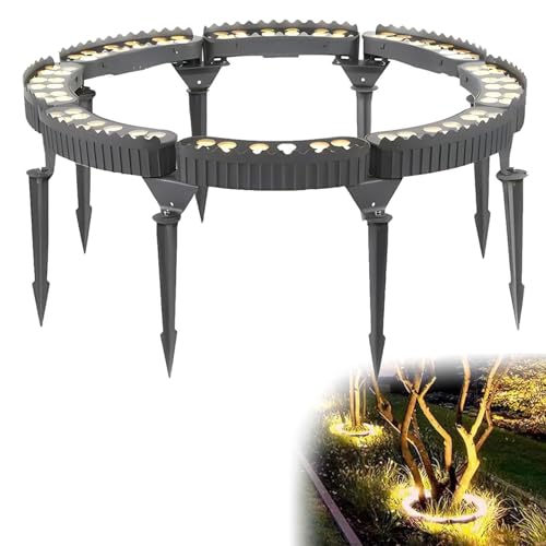 Anneau lumineux LED 12W jaune et éclairage de jardin extérieur étanche pour cour x7