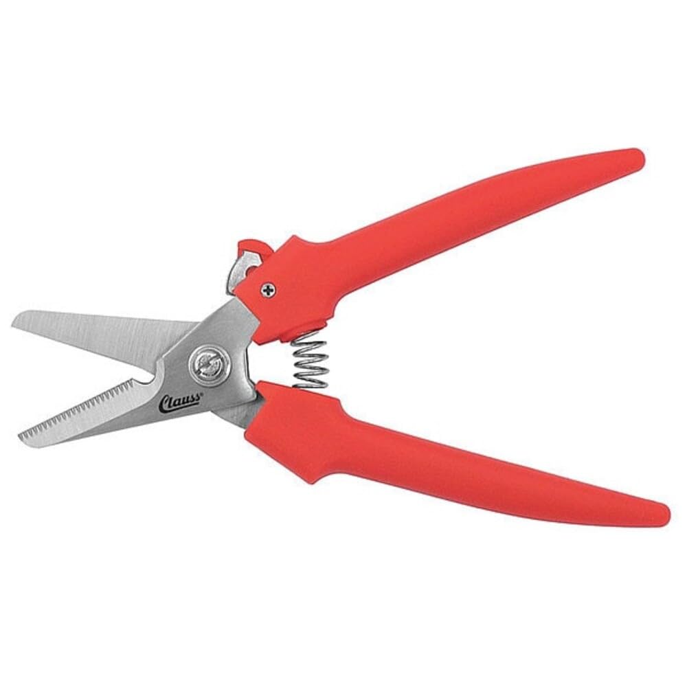 Clauss Spring-Action Stainless Steel Wire Cutters / Pruning Shears For Gardening, Red, 7.5’’ (33503)