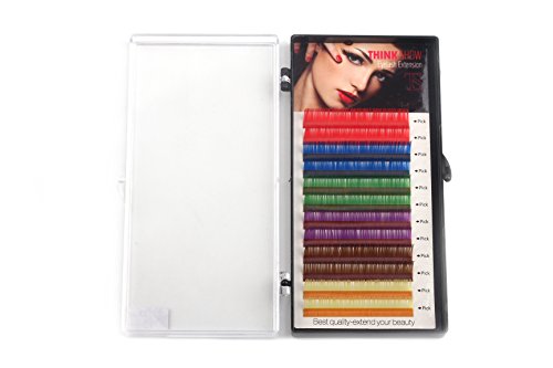 THINKSHOW Individual Mixed Color Eyelash Extension Rainbow Eye Lash Extensions CD Curl 0.07 0.10 Thickness Eyelash 3 Trays (0.10 D 10/11/12mm)