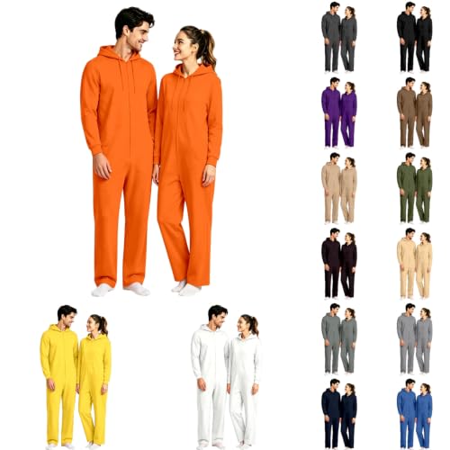 Adult Onesie Pajamas Halloween Zip Up Hooded Couple Pajama Costumes - image 1