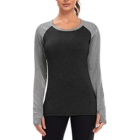 Soneven Funktionsshirt Damen Langarm Laufshirt Sportshirt mit Fleece Thermo Langarmshirt Winter Obteil Cover