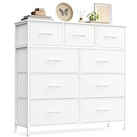 SONGMICS Chest of Drawers, 9 Storage Drawers Bedroom, Storage Unit, Steel, MDF, Non-Woven Fabric, for Bedroom, Closet, Hallway, Living Room, Cloud White and Snow White LGS324WH01