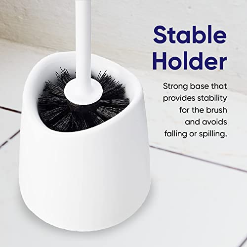 Image of Modern Toilet Brush and Holder, White Toilet Bowl Scrub Brush with Storage Caddy, Bathroom Cleaner. by Superio