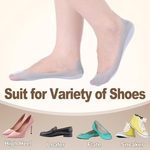Image of Cutecrop 10 Pairs No Show Socks with Padding for Flats for Women Thin Silk Low Cut Liner Socks Non Slip Soft Sponge Cushion