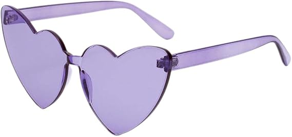 Amazon Deerace 女性 女の子のためのレトロなハートリムレスサングラス ファッションワンピースレフレームレス透明眼鏡 紫の ファッション眼鏡 通販