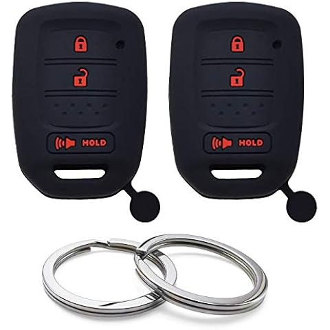 GFDesign 2Pcs Silicone 3 Buttons Key Fob Cover Remote Case Keyless Protector Compatible with Honda Crosstour CR-V HR-V Fit MLBHLIK6-1T HLIK6-1T Cover