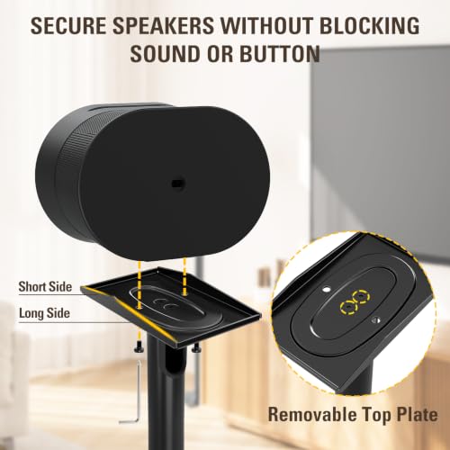 Image of Mounting Dream Speaker Stands for Sonos Era 100, One, Era 300, Height Adjustable Up to 42 inch, Set of 2 Surround Sound Speaker Stand with Cable Management, 13.2 LBS Loading MD5418