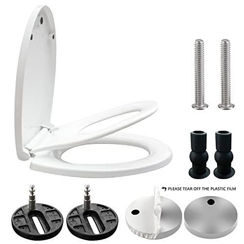 Round Toilet Seat with Built in Child Seat, Slow Close and Easy to Install with American Standard Hinges, Quick Release… - Image 4