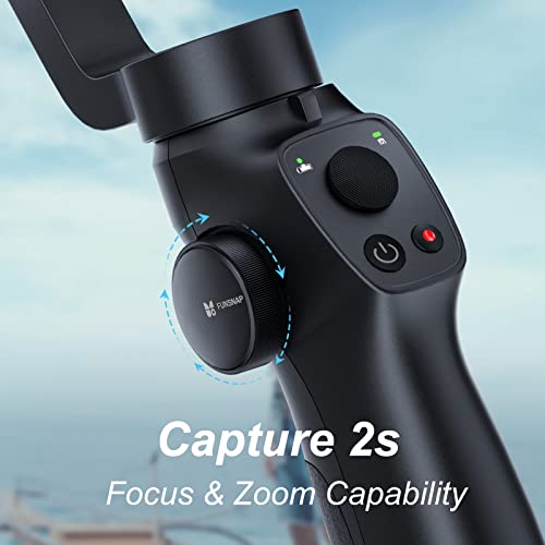 3-Axis Gimbal Stabilizer For Iphone 13 12 11 Pro Max Xs X Xr Samsung S21 S20 Android Smartphone, Handheld Gimble With Focus Wheel, Phone Stabilizer For Video Recording Vlog - Funsnap Capture 2S Combo #TOP2