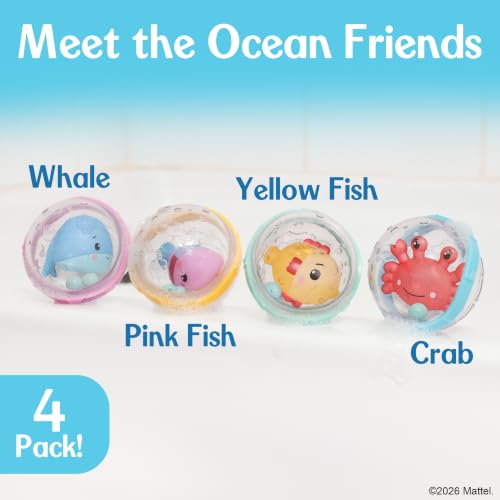 Fisher-Price™ Sensory Rattle Set, 4-Piece Baby Bath & Activity Toy Balls with Ocean Animals, Easy Grasp Rattles for Babies & Toddlers 6M+ - image 4