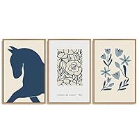 SIGNWIN 3 Piece Framed Canvas Wall Art Flower Canvas Prints Home Artwork Decoration for Living Room,Bedroom - 16