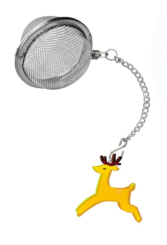 Prodyne Infusor de bola de té de acero inoxidable con diseño de reno