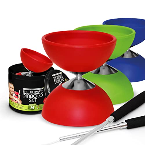 Mister M ✓ “The Ultimate Set Sticks with String ✓ Extra String ✓ Online Video - Designed and Tested (Red)