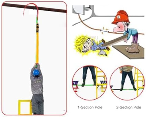 Lightweight High Voltage Insulated Hook with Telescoping Pole, 6.5/9.8Ft, Ideal for Electricians, Firefighters, and Electrical Workers - Safety & Efficiency Tool