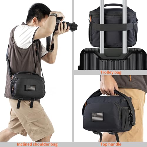 Vogano Camera Bag Protective Covers Photography Shoulder Bag Compatible for Nikon, Canon, Sony DSL/SLR/Mirrorless Equipment Travel Waterproof (Black)