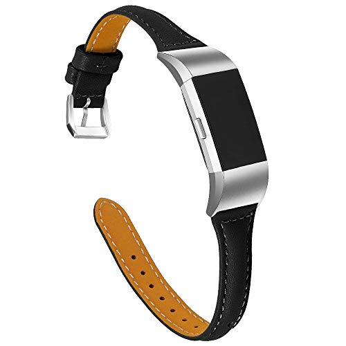 Correa de cuero suave compatible para Fitbit Charge 2 miniatura 1