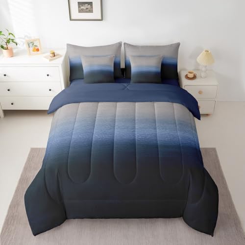 Feelyou Ombre Effects Bedding Set Queen Size 7 Pieces Blue