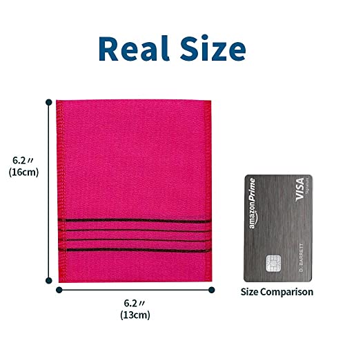 Exfoliating Bath Washcloth Red 10Pcs, Korean Asian Exfoliating Mitt, Shower Glove, Removing Dry Dead Skin Cells, Cleaning Pores, Reusable, K-Beauty Body Care Item #TOP6