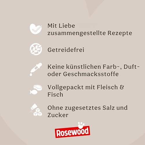 Rosewood Deli Delight Lachspüree für Katzen, 80g – Feines Topping oder Snack – Hoher Feuchtigkeitsgehalt – Ohne Zusatzstoffe – Für wählerische Stubentiger