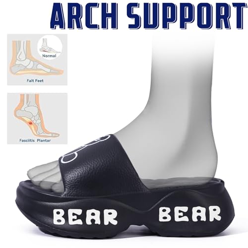 Bear Slide Sandals for Women,Slippers for summer, innovative open toed slippers, beach swimming pool shower shoes, thick soled cushioning Indoor/Outdoor, Comfortable, Versatile3