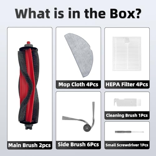 Image of Q7 M5 Accessories Kit Replacement Compatible with Roborock Q7 M5+ /Q7 L5 /Q7 L5+ Robot Vacuum, 2 Main Brush, 4 Mop Clothes, 6 Side Brushes, 4 Filters, 1 Cleaning Tool