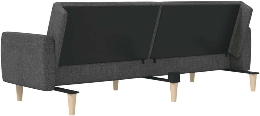 Sofa Bed Dark Grey Fabric (100% Polyester) Living Room Furniture
