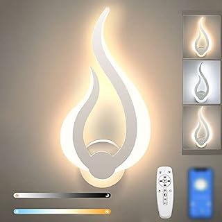 Lightess Dimmable Led Wall Light 2.4G Remote / App Control Stepless Dimming Wall Lamp 2700k-6500k Color Adjustable Wall Light with Memory Timer Function for Living Room Hotel Bedroom - 10W Right Part