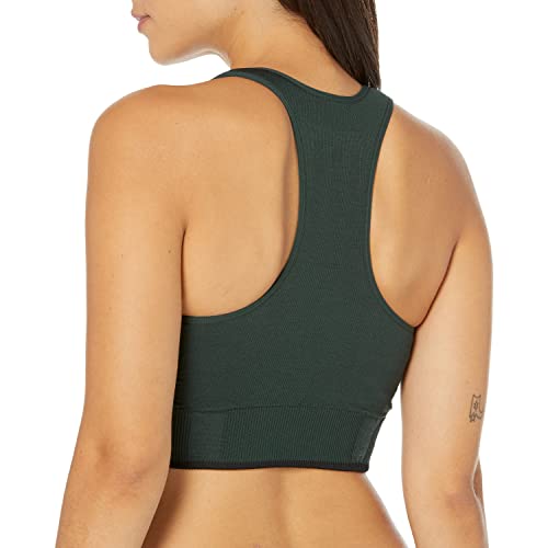 adidas Sutiã feminino de corrida com suporte médio sem costura Merino, Verde sombra/preto, G