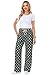Women Black and Grey Plaid Pants High Waisted Athletic Bottoms Fashion Checkerboard Print Pj Pants XL
