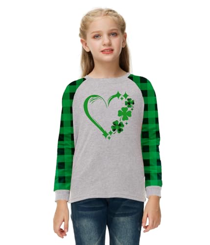 Image of Remimi Girls Thanksgiving Shirts Buffalo Plaid Raglan Tee Cute Turkey Holiday Party Long Sleeve Tshirt 5-14 Years