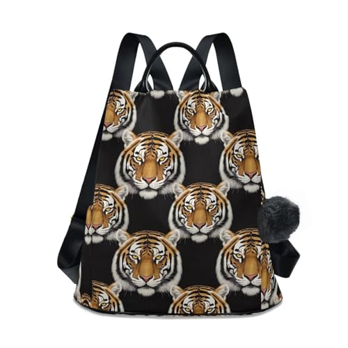 Sac à dos tendance noir aquarelle Tigers pour escapade et week-end décontracté en ville pour femme