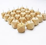 Box of 50 Pcs Geometric Wood Push Pins or Thumb Tacks Decorative Novelty Style,Push Pins for Map,Photos and Calendar