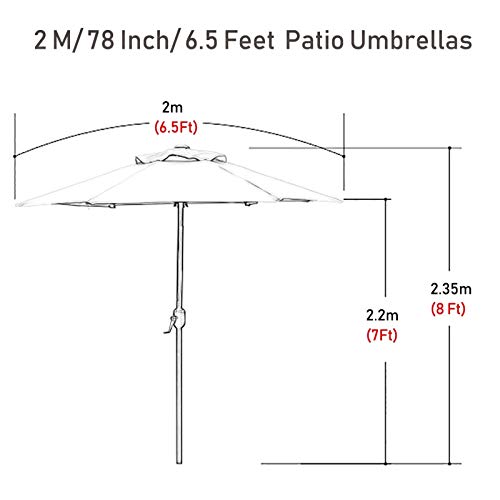 Sombrilla roja de 2m para mesa de café y terrazas de jardín redonda CLSDRZC 5