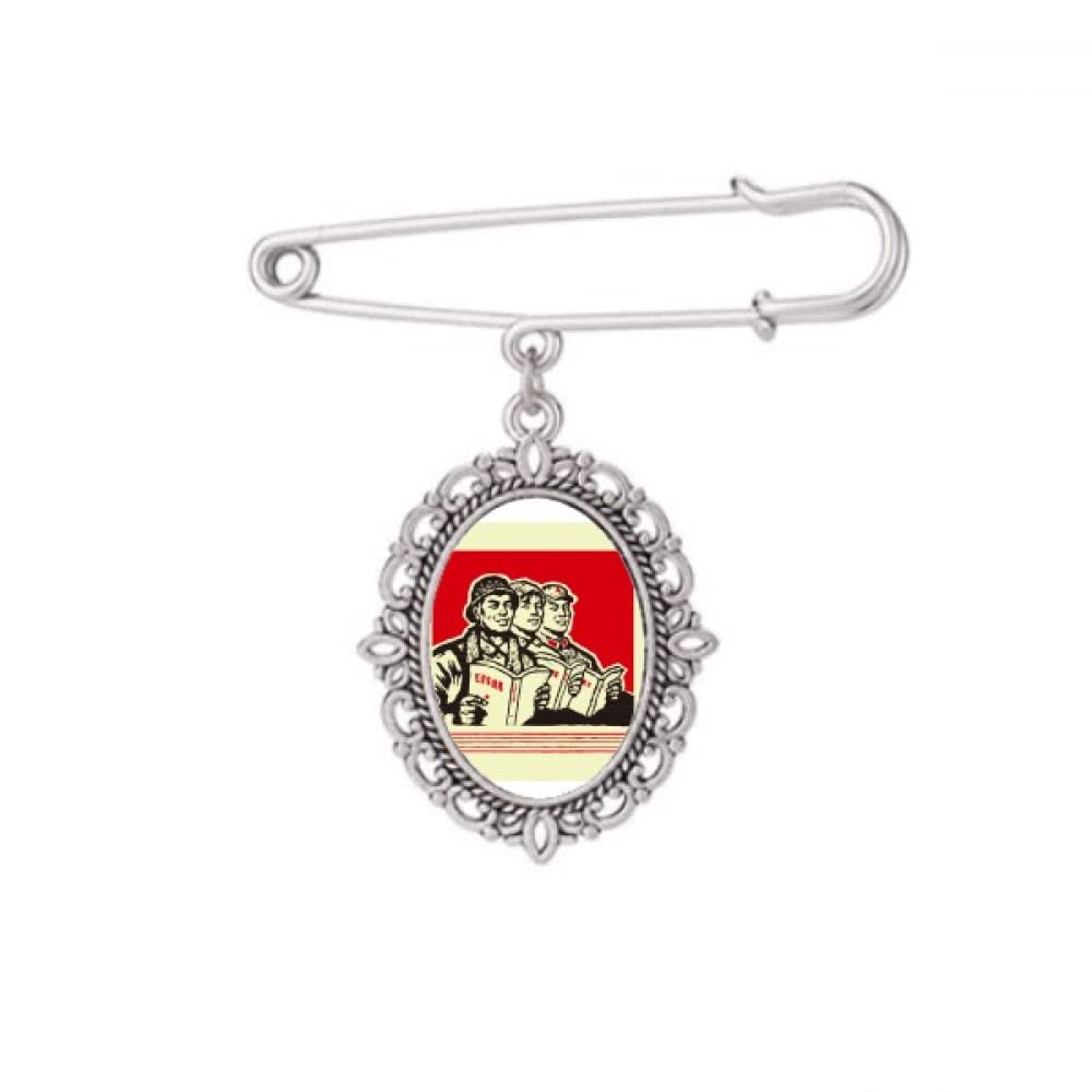 no/noChina Red Educational Propaganda Production Brooch Pin Dress Shirt Shawl Clips